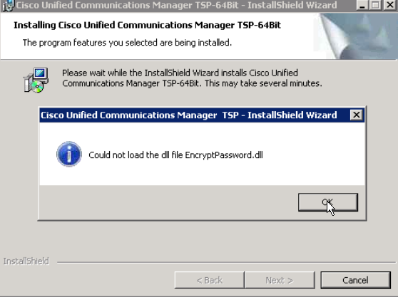 TSP - could not load encrypt password dll